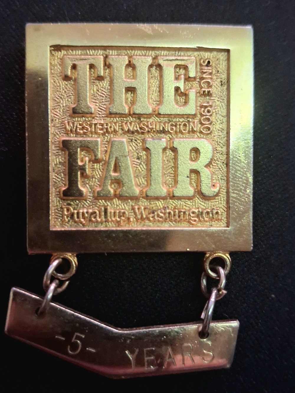 Vintage Western Washington Fair 5 Years Service Pin Brooch